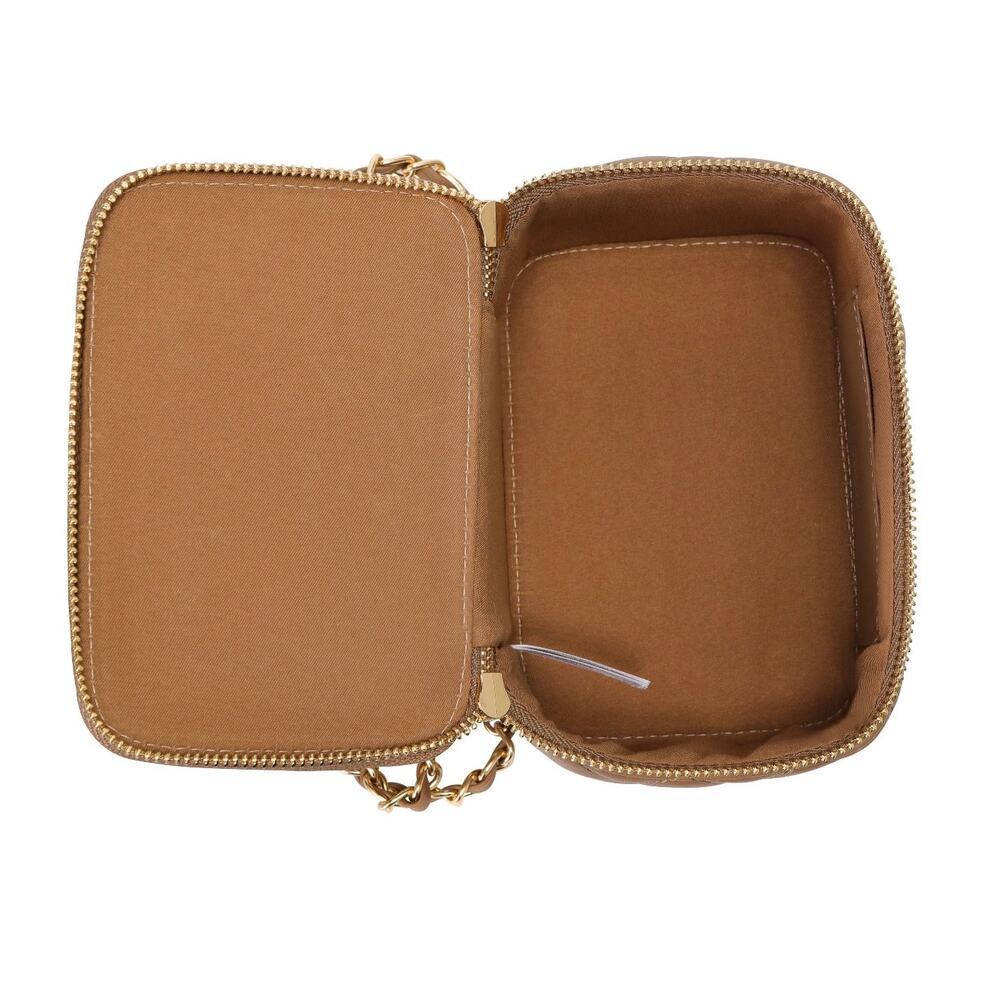 Valentino Orlandi Vittoria Vanity Box Bag Taupe Quilted Crossbody NWT - Picture 11 of 12